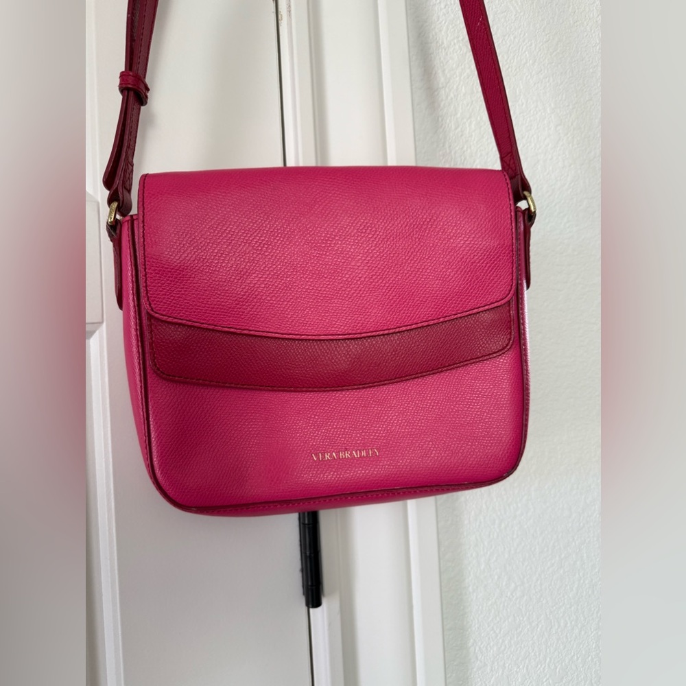 VERA BRADLEY leather Twice as Nice Crossbody Bag Purse - ROUGE PINK - Picture 2 of 15